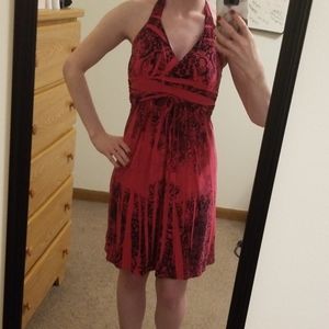 Pink and black halter dress